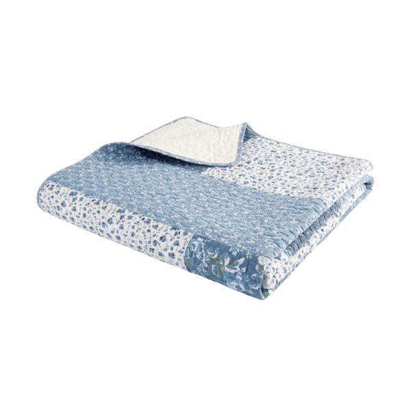 Синьо  памучно капитонирано покривало за легло 220x230 cm Floral Patchwork – Bianca-image-2