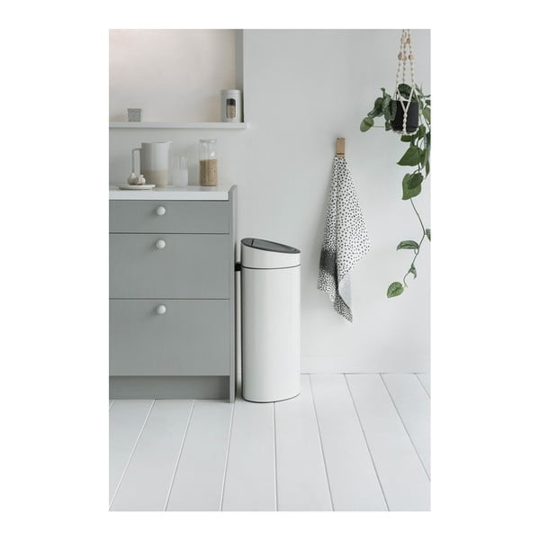 Бяло стоманено кошче за боклук, отваряне с докосване 40 l Touch Bin – Brabantia-image-4
