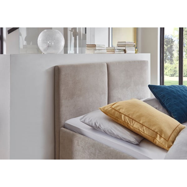 Бежово двойно легло 140x200 cm тапицирано с включена подматрачна рамка Piano – Meise Möbel-image-1