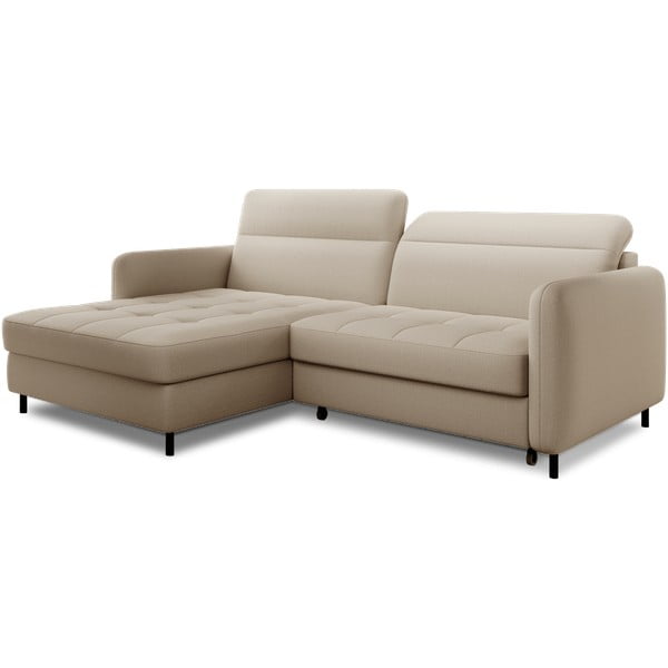 Бежов кадифен разтегателен ъглов диван с място за съхранение (ляв ъгъл) Gomsi – ELTAP-image-2