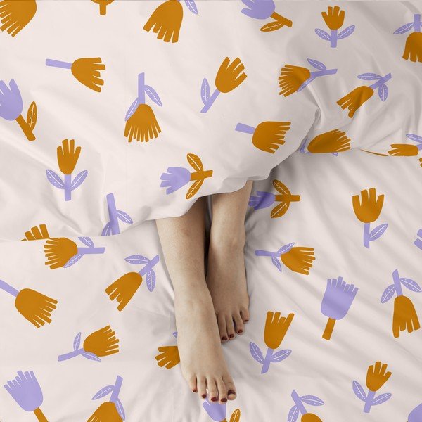 Лилава и бежова завивка за единично легло 140x200 cm Real love - Aware-image-4