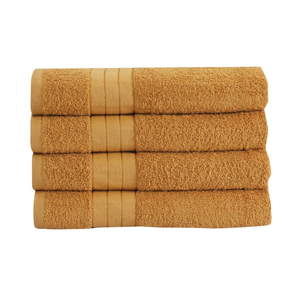 Памучни кърпи в цвят горчица в комплект от 4 броя 50x100 cm - Good Morning