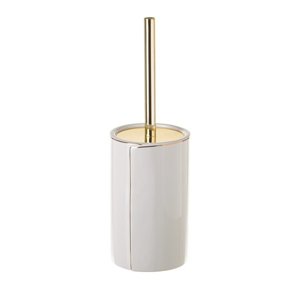 Бяла керамична четка за тоалетна Gold Lining - Casa Selección