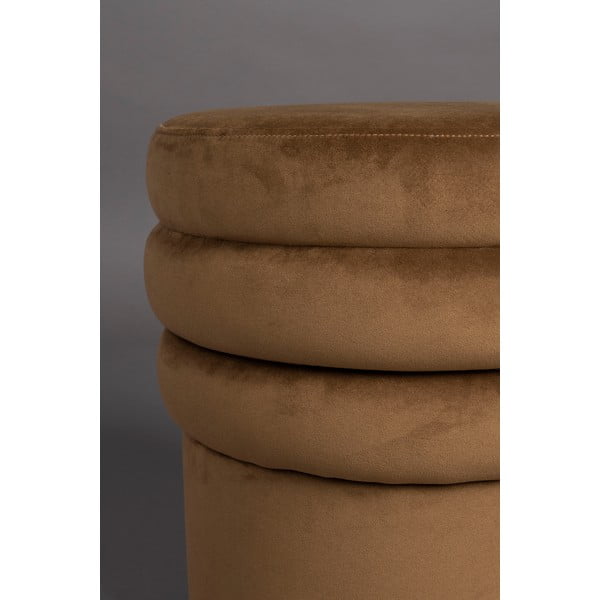 Кафява кадифена табуретка Aditi – Dutchbone-image-4