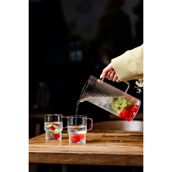 Розови стъклени чаши в комплект 2 бр. за капучино 350 ml Livio – Vialli Design-image-3