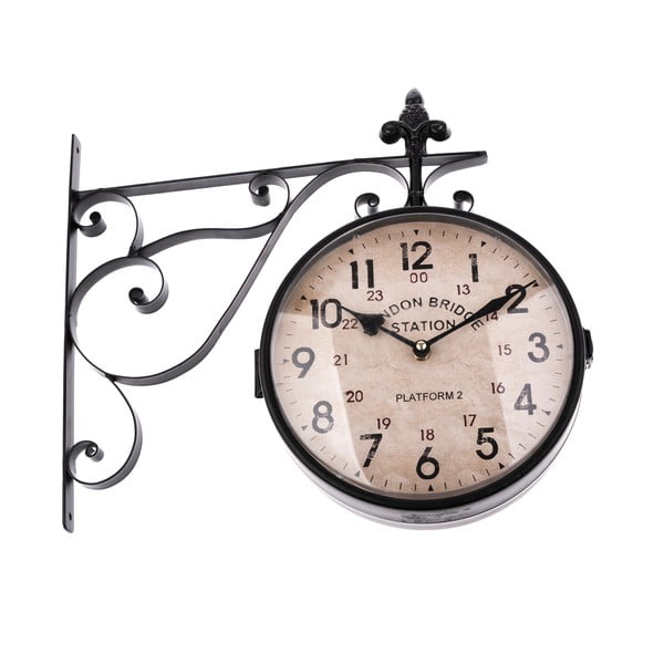 Черен двустранен висящ часовник, дължина 41 cm - Dakls