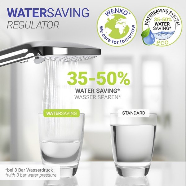 Пластмасова душ глава в блестящо сребрист цвят ø 12 cm Water Saving – Wenko-image-2