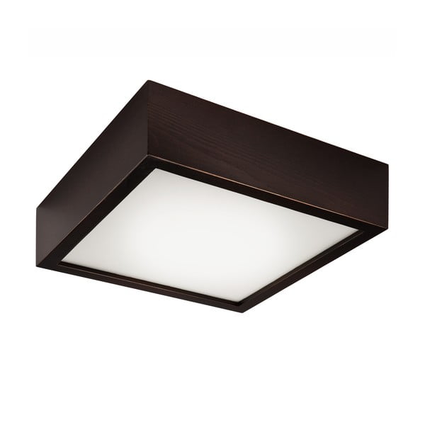 Тъмнокафява лампа за таван със стъклен абажур 27,5x27,5 cm Quadro - LAMKUR