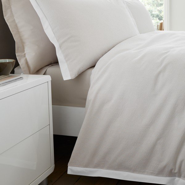 Кремаво единично  спално бельо от памук перкал 135x200 cm Seersucker Woven Stripe – Bianca-image-4