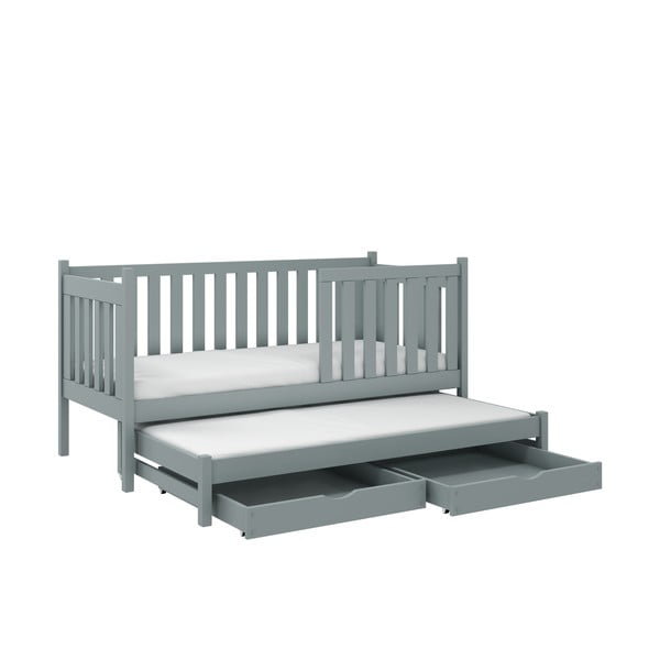 Детско легло от сива борова дървесина с разтегателно легло и място за съхранение 80x160 cm Kaja V5 - Lano Meble