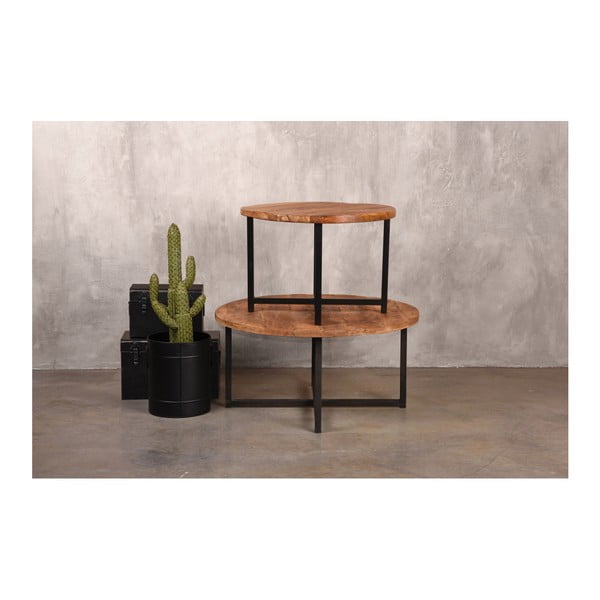 Черна масичка за кафе с плот от мангово дърво , ⌀ 60 cm Dex - LABEL51-image-2