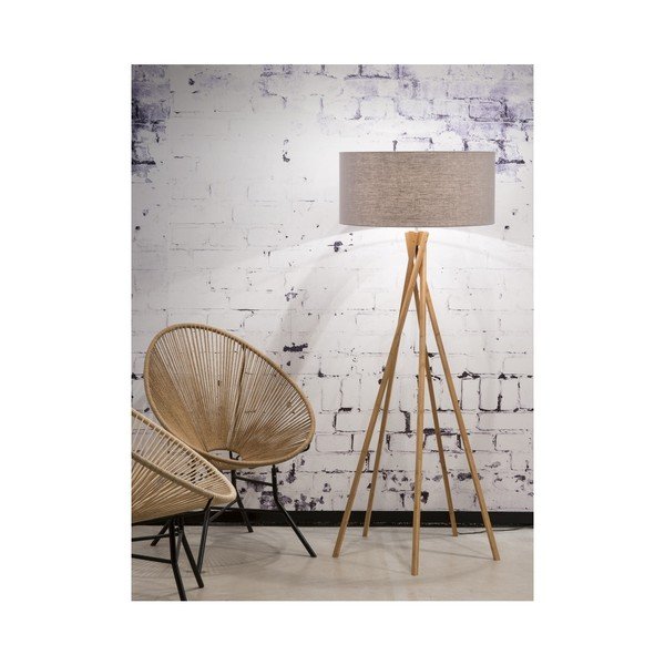 Подова лампа със светлосив абажур и бамбукова структура Kilimanjaro - Good&Mojo-image-3