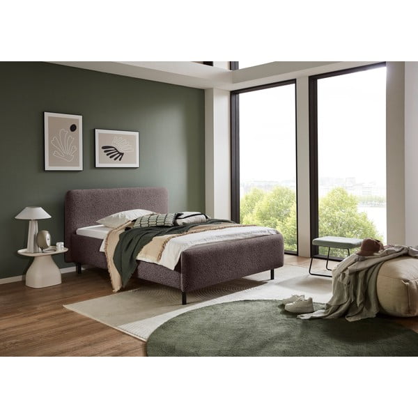 Антрацитно двойно легло 140x200 cm тапицирано с място за съхранение с включена подматрачна рамка Primo – Meise Möbel-image-1