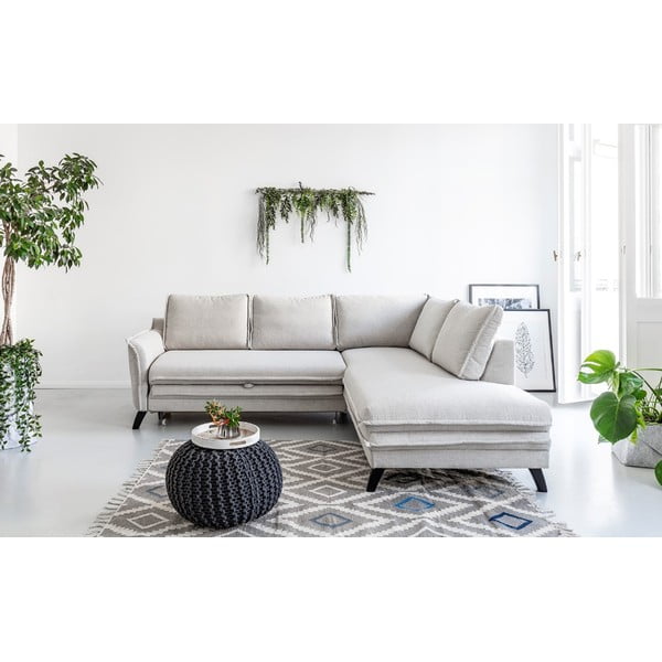 Светлобежов ъглов разтегателен диван десен ъгъл Charming Charlie - Miuform-image-1