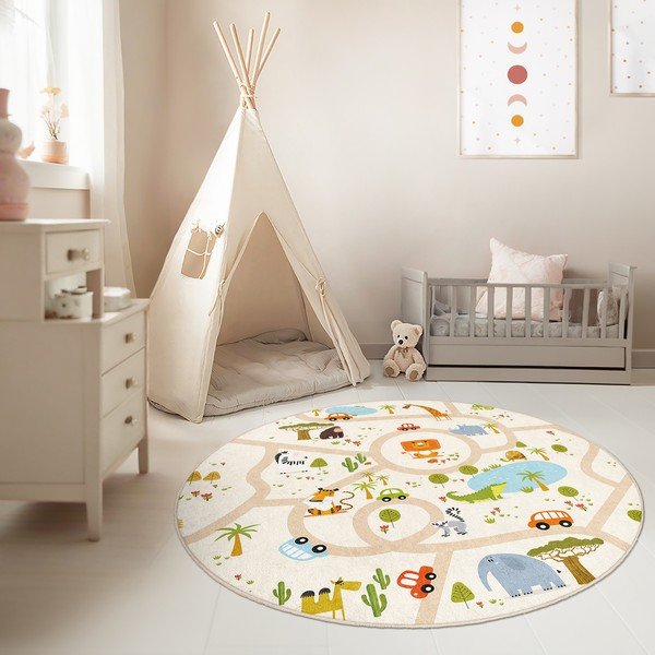 Детско килимче за игра подходящо за пране ø120 cm Savana Ride – Mila Home-image-2