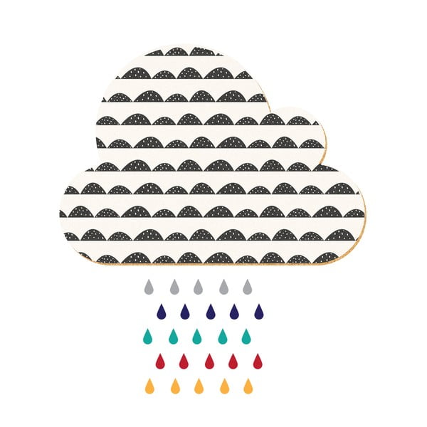 Dekorativní samolepící nástěnka Dekornik White Cloud With Colorful Drops, 57 x 40 cm