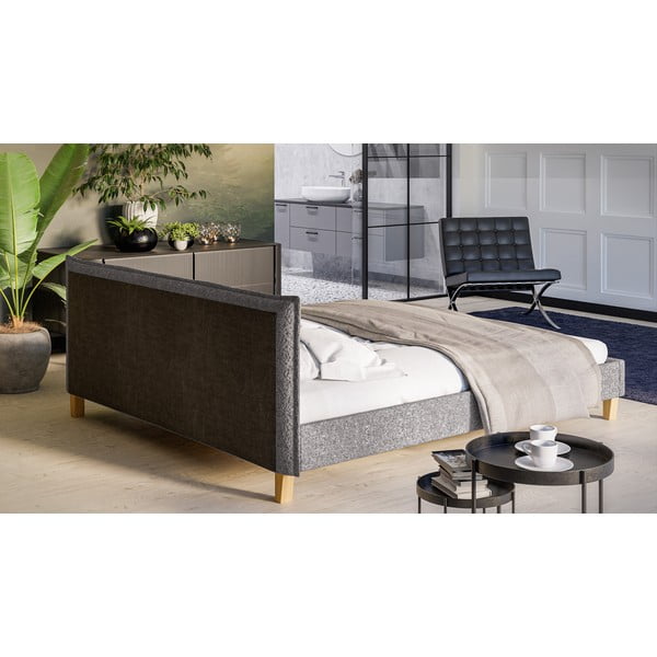 Сиво тапицирано двойно легло с решетка 180x200 cm Tina - Ropez-image-3