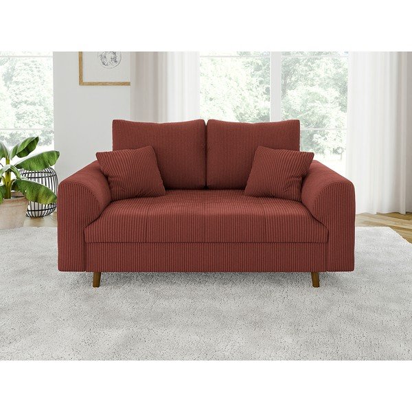 Диван от рипсено кадифе в тухлен цвят 150 cm Ariella – Ropez-image-1