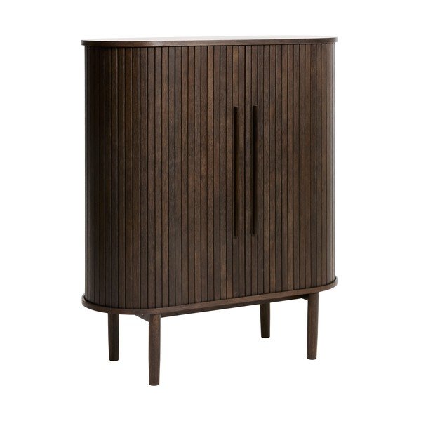 Шкафче от декор от дъб  с плъзгащи се врати в тъмно естествен цвят 100x118x40 cm Meta – Unique Furniture