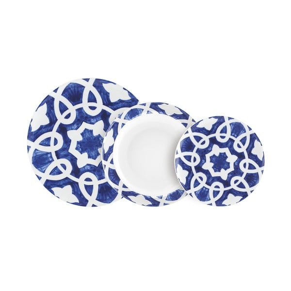 Комплект сини и бели порцеланови чинии от 18 части Vietri - Villa Altachiara