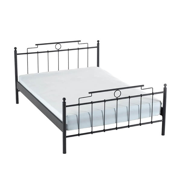 Черно метално двойно легло с решетка 160x200 cm Hatkus - Kalune Design