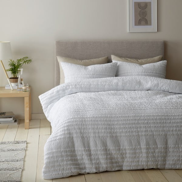 Бяло спално бельо за двойно легло 200x200 cm Lennon Stripe - Catherine Lansfield