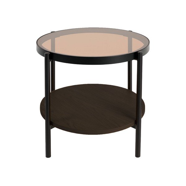 Кръгла странична масичка със стъклен плот ø 48 cm Hassel – Unique Furniture