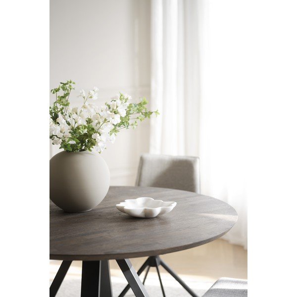 Тъмнокафява кръгла трапезна маса с дъбова дървена плоскост ø 130 cm Carradale – Rowico-image-4