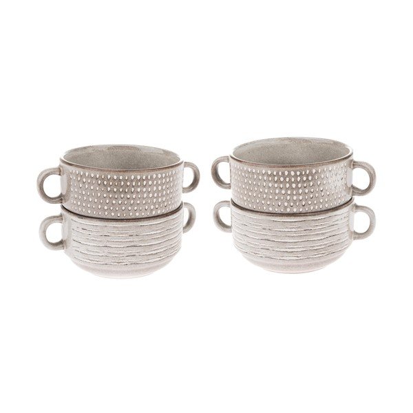 Светлокафяви керамични купички в комплект 4 бр. за супа 470 ml – Dakls