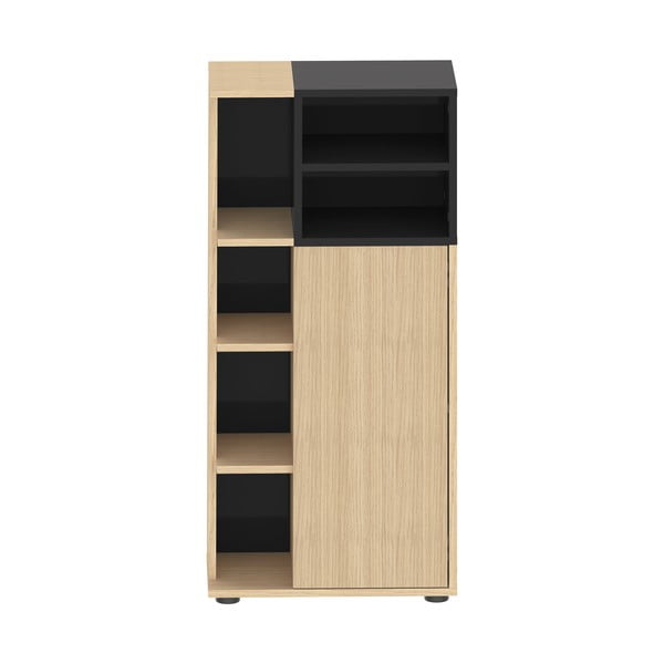 Черен нисък шкаф за баня в дъбов декор 50x109 cm Kube - TemaHome