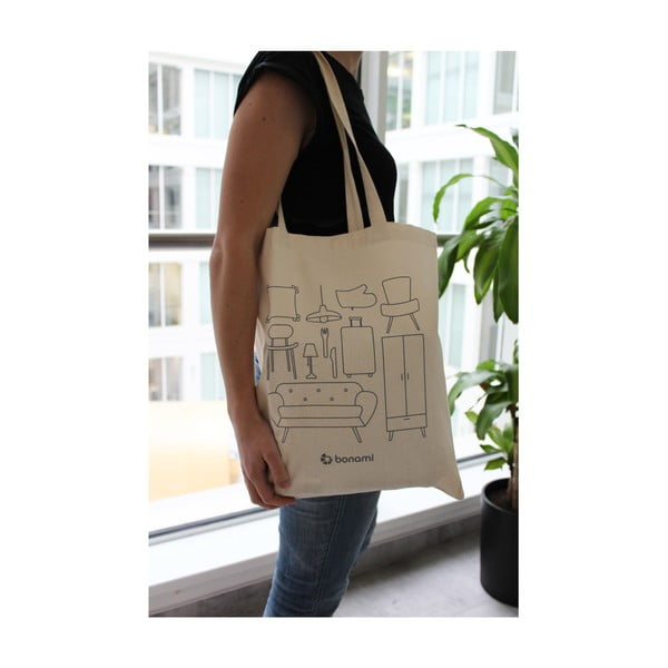 Кремава платнена чанта - Bonami-image-3