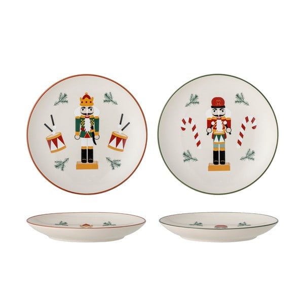 Кремави десертни глинени чинии в комплект от 2 бр. с коледни мотиви ø 16 cm Jolly – Bloomingville-image-2