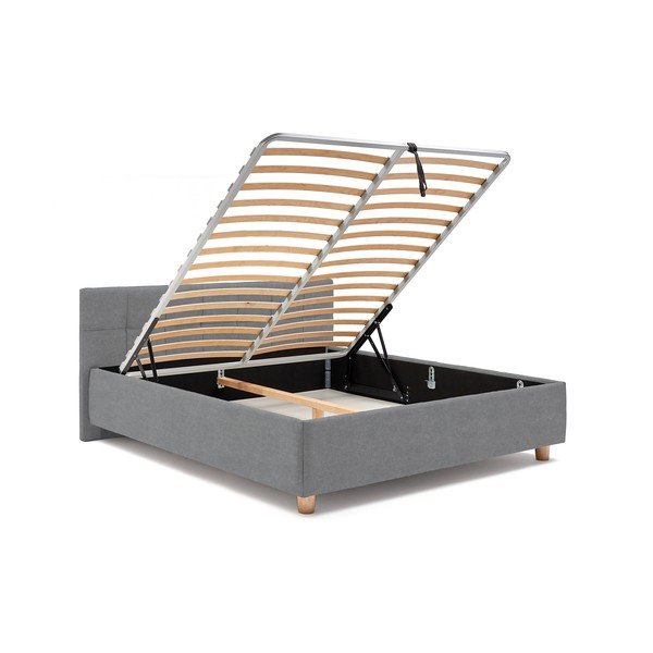 Синьо-сиво двойно легло с решетка и място за съхранение , 180 x 200 cm Leda - ProSpánek-image-4