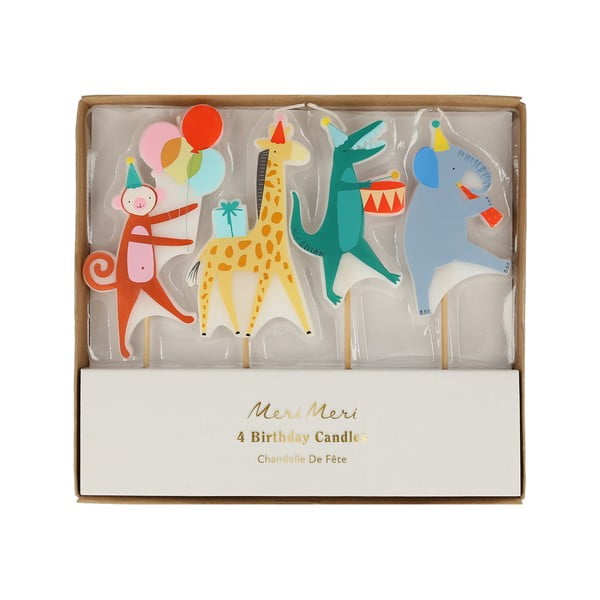 Свещички за торта в комплект 4 бр. Animal Parade – Meri Meri