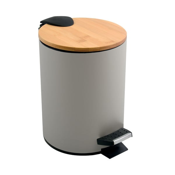 Кафяво-сиво стоманено кошче за боклук с педал 5 l   Adonis – Spirella