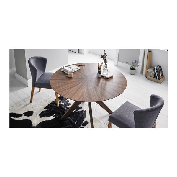 Трапезна маса с декор от орехово дърво , ⌀ 120 cm Carmel - sømcasa-image-1
