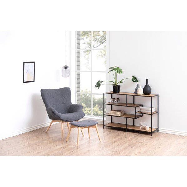 Черен рафт от дъб 114x78 cm Seaford - Actona-image-1