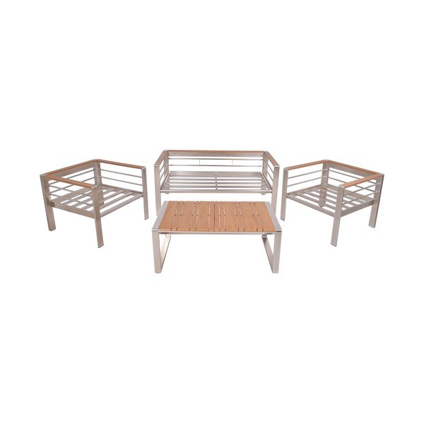 Сив метален градински комплект за отдих за 4 души Florence – Garden Pleasure-image-3