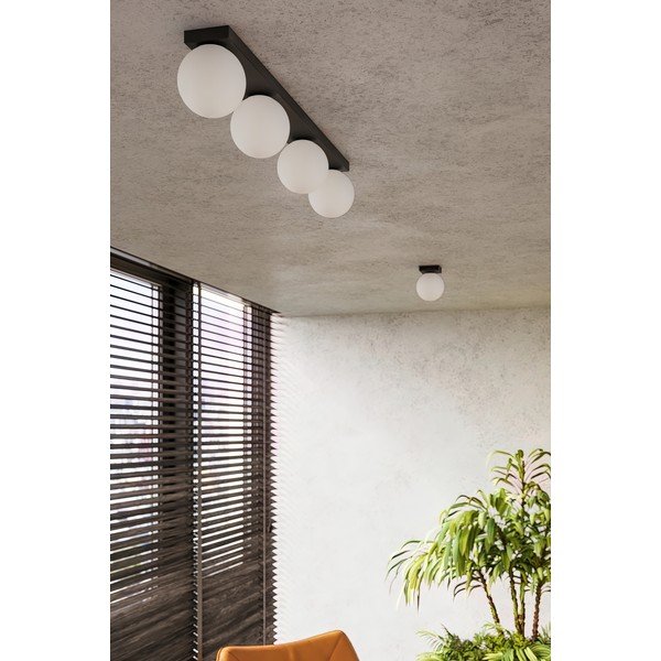 Черно осветително тяло за таван със стъклен абажур ø 12 cm Umerta – Sollux-image-1