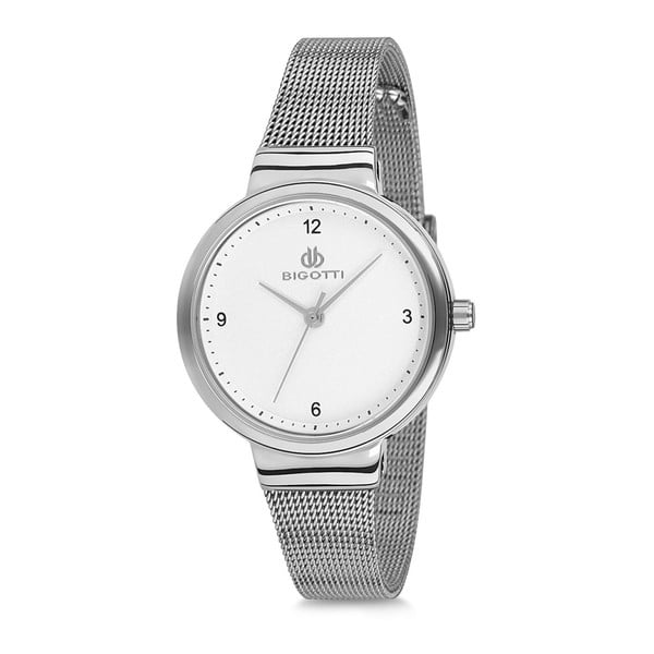 Дамски сребърен часовник с кожена каишка Stylist - Bigotti Milano