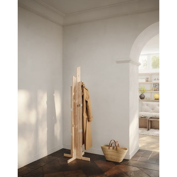 Стойка за връхни дрехи от масивен бор в естествен цвят 60x186 cm Keeper – Karup Design-image-1
