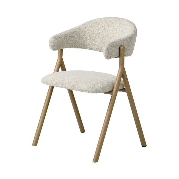 Кремав/в естествен цвят тапициран трапезен стол с подлакътници Frances – Unique Furniture