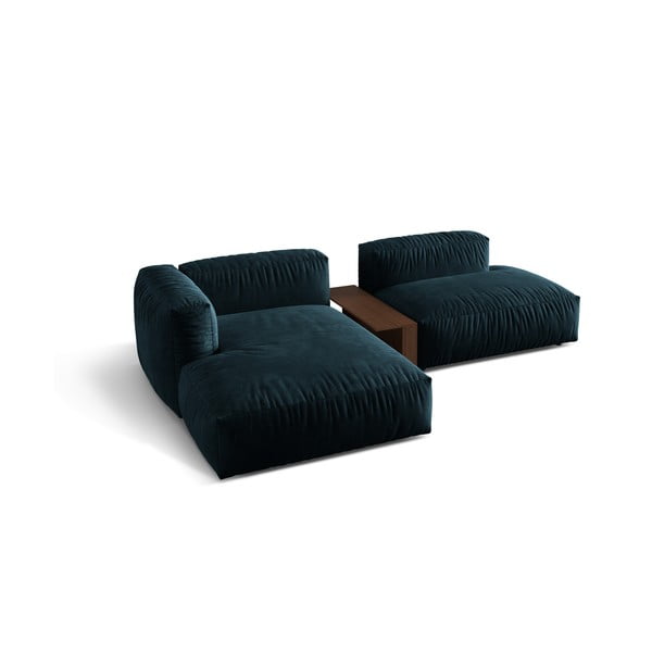 Тъмносин кадифен модулен ъглов диван (ляв ъгъл) Martina – Micadoni -image-2