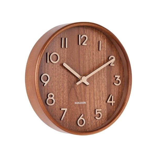 Кафяв стенен часовник от липово дърво Малък, ø 22 cm Pure - Karlsson-image-1