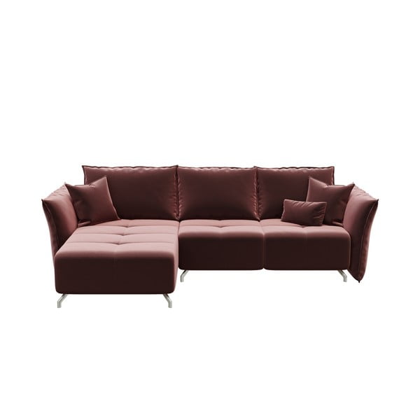 Тъмнорозов кадифен диван Devichy ъглов диван, ляв ъгъл Hermes - devichy