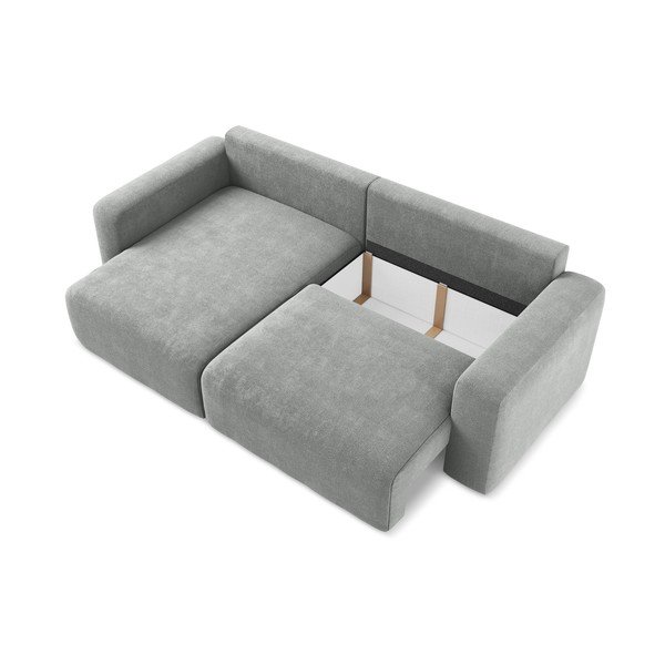 Сив шенилов сгъваем/с място за съхранение ъглов диван (ляв ъгъл) Kona – Makamii-image-4