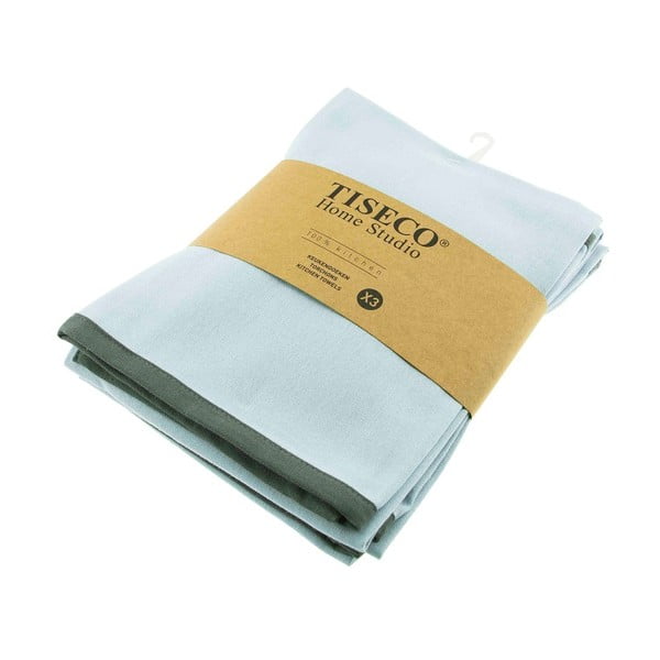 Комплект от 3 памучни кърпи за чай в тюркоазено синьо, 50 x 70 cm - Tiseco Home Studio