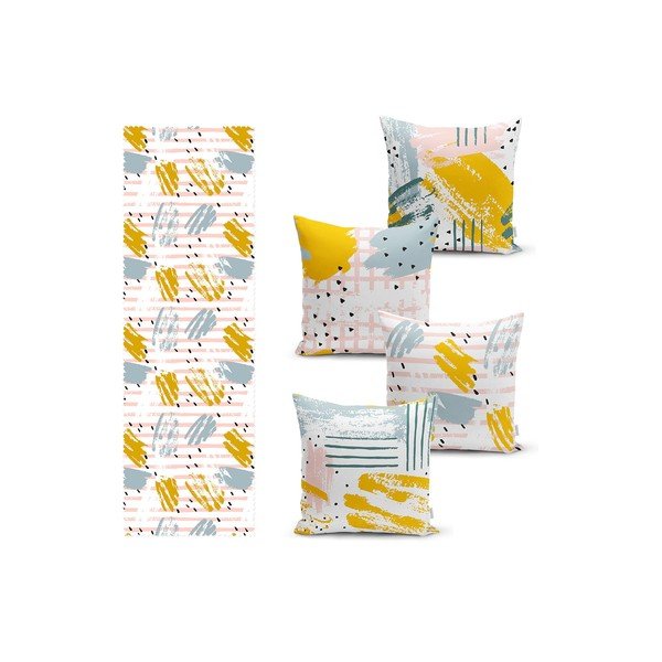 Комплект от 4 калъфки за възглавници и покривка за маса със смес от памук - Minimalist Home World