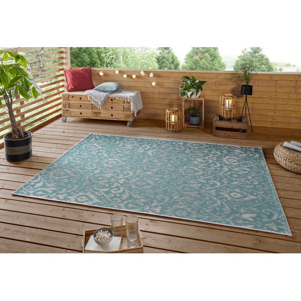 Тюркоазен и бежов килим на открито , 140 x 200 cm Hatta - NORTHRUGS-image-1
