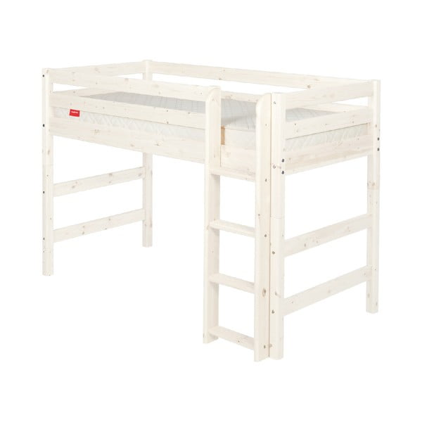 Бяло детско по-високо легло от борова дървесина , 90 x 200 cm Classic - Flexa